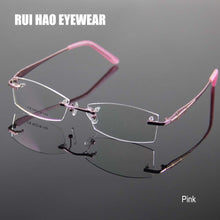 Carica l&#39;immagine nel visualizzatore di Gallery, Rimless Glasses Frame Women Rectangle Eyewear Frames Eyeglasses Women Frame Prescription Spectacles Women grau