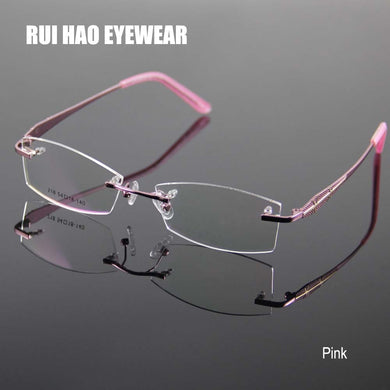 Rimless Glasses Frame Women Rectangle Eyewear Frames Eyeglasses Women Frame Prescription Spectacles Women grau