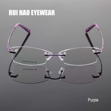 Carica l&#39;immagine nel visualizzatore di Gallery, Rimless Glasses Frame Women Rectangle Eyewear Frames Eyeglasses Women Frame Prescription Spectacles Women grau
