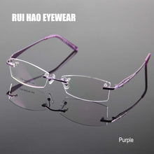 Carica l&#39;immagine nel visualizzatore di Gallery, Rimless Glasses Frame Women Rectangle Eyewear Frames Eyeglasses Women Frame Prescription Spectacles Women grau