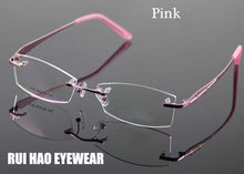 Carica l&#39;immagine nel visualizzatore di Gallery, Rimless Glasses Frame Women Rectangle Eyewear Frames Eyeglasses Women Frame Prescription Spectacles Women grau