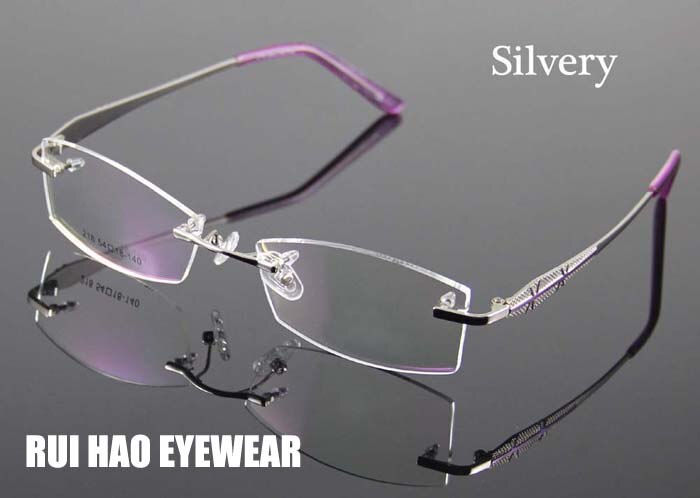 Rimless Glasses Frame Women Rectangle Eyewear Frames Eyeglasses Women Frame Prescription Spectacles Women grau