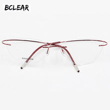 Load image into Gallery viewer, Rimless Glasses Frame Women Titanium Ultralight Eyeglasses Prescription Frameless Cat Eye Eyewear Myopia Optical Frame