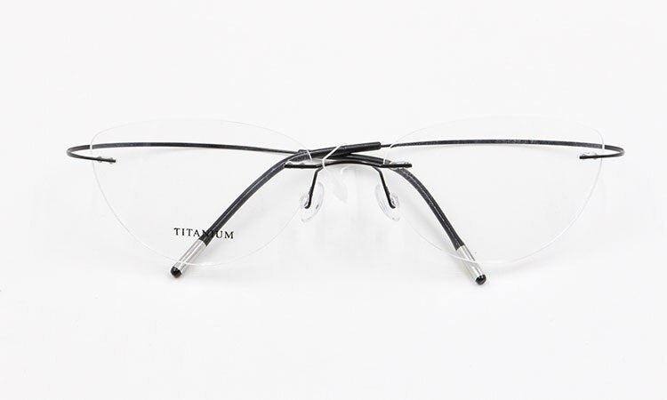 Rimless Glasses Frame Women Titanium Ultralight Eyeglasses Prescription Frameless Cat Eye Eyewear Myopia Optical Frame