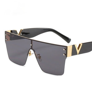 Rimless Glasses Men Oversized Square sunglasses women 2022  Big Frame One Piece Lens Sun Glasses Gradient Driving