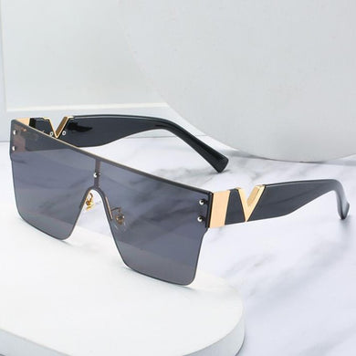 Rimless Glasses Men Oversized Square sunglasses women 2022  Big Frame One Piece Lens Sun Glasses Gradient Driving