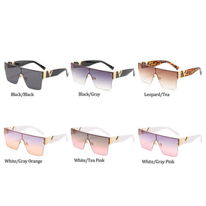 Rimless Glasses Men Oversized Square sunglasses women 2022  Big Frame One Piece Lens Sun Glasses Gradient Driving