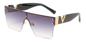 Rimless Glasses Men Oversized Square sunglasses women 2022  Big Frame One Piece Lens Sun Glasses Gradient Driving