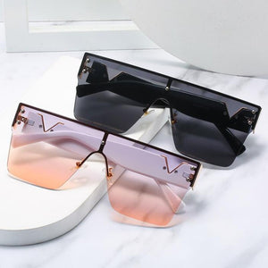 Rimless Glasses Men Oversized Square sunglasses women 2022  Big Frame One Piece Lens Sun Glasses Gradient Driving