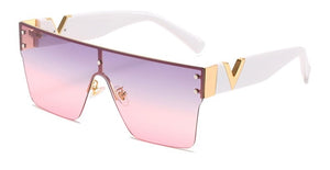 Rimless Glasses Men Oversized Square sunglasses women 2022  Big Frame One Piece Lens Sun Glasses Gradient Driving