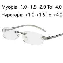 Load image into Gallery viewer, Rimless Myopia Glasses Men Women Ultralight Shortsighted Nearsighted -1 -1.5 -2.0 To -4.0 , Hyperopia +1.0 +1.5 +2.0 To +4.0