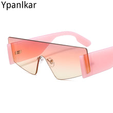 Load image into Gallery viewer, Rimless Sunglasses 2023 Women One Piece Retro Square Sun Glasses Big Frame Flat Retro Glasses Oversized Pilot Gradient