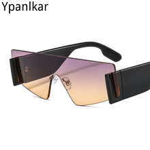 Load image into Gallery viewer, Rimless Sunglasses 2023 Women One Piece Retro Square Sun Glasses Big Frame Flat Retro Glasses Oversized Pilot Gradient