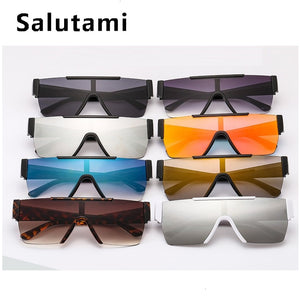 Rimless One Piece Square Sunglasses For Women Oversize Flat Sun Glasses Men Vintage White Silver Mirror Shades Ins  Eyewear
