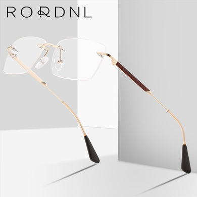 Rimless Prescription Eyeglasses Frame for Men Myopia Optical Glasses Frame Male Rectangle Alloy Spectacles Frame Brand