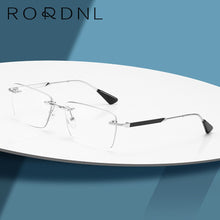Load image into Gallery viewer, Rimless Prescription Eyeglasses Frame for Men Myopia Optical Glasses Frame Male Rectangle Alloy Spectacles Frame Brand