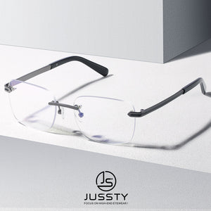 Rimless Prescription Glasses Frame Men Myopia Optical Eyeglasses Frame Male Clear Luxuyr Brand High End Korean Spectacles Frame