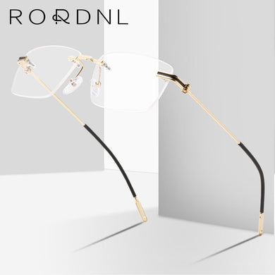 Rimless Prescription Glasses Frame for Men Myopia Optical Eyeglasses Frames Male Alloy Rectangle Spectacles Frame Brand