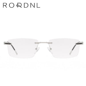 Rimless Prescription Glasses Frame for Men Myopia Optical Eyeglasses Frames Male Alloy Rectangle Spectacles Frame Brand