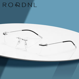Rimless Prescription Glasses Frame for Men Myopia Optical Eyeglasses Frames Male Alloy Rectangle Spectacles Frame Brand