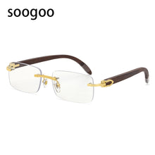 Load image into Gallery viewer, Rimless Rectangle Natural Wooden Sunglasses Men 2023 Original Wood Sun Glasses for Women Frameless Eyewear UV400