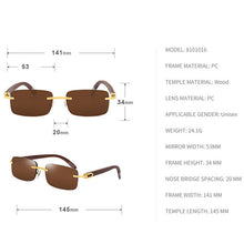 Load image into Gallery viewer, Rimless Rectangle Natural Wooden Sunglasses Men 2023 Original Wood Sun Glasses for Women Frameless Eyewear UV400