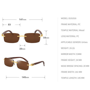 Rimless Rectangle Natural Wooden Sunglasses Men 2023 Original Wood Sun Glasses for Women Frameless Eyewear UV400