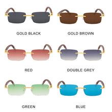 Load image into Gallery viewer, Rimless Rectangle Natural Wooden Sunglasses Men 2023 Original Wood Sun Glasses for Women Frameless Eyewear UV400