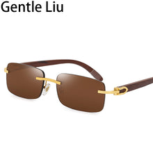 Load image into Gallery viewer, Rimless Rectangle Natural Wooden Sunglasses Men 2023 Original Wood Sun Glasses for Women Frameless Eyewear UV400