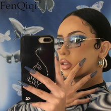 Load image into Gallery viewer, Rimless Rectangle Sunglasses Small Frameless Eye Glasses Brand Designer For Female Lens Ladies Gradient Sunglasses O