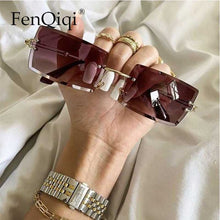 Load image into Gallery viewer, Rimless Rectangle Sunglasses Small Frameless Eye Glasses Brand Designer For Female Lens Ladies Gradient Sunglasses O