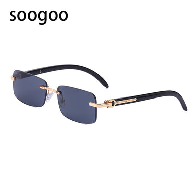 Rimless Rectangle Sunglasses Men 2023  Brand Designer Vintage Frameless Sun Glasses For Women Classic Eyeglasses UV400