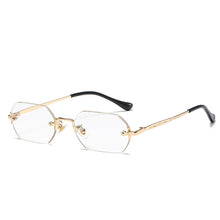 Load image into Gallery viewer, Rimless Rectangle Sunglasses Small Men Glasses Women Metal Gold Polygon Blue Shades 2023 UV400 Frameless