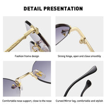 Load image into Gallery viewer, Rimless Rectangle Sunglasses Small Men Glasses Women Metal Gold Polygon Blue Shades 2023 UV400 Frameless
