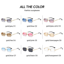 Load image into Gallery viewer, Rimless Rectangle Sunglasses Small Men Glasses Women Metal Gold Polygon Blue Shades 2023 UV400 Frameless