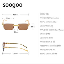 Load image into Gallery viewer, Rimless Rectangle Sunglasses Women 2023  Brand  Blue Light Frame Leopard Shade Small Square Sun Glasses For Men