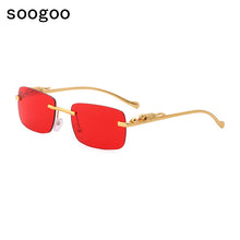 Load image into Gallery viewer, Rimless Rectangle Sunglasses Women 2023  Brand  Blue Light Frame Leopard Shade Small Square Sun Glasses For Men