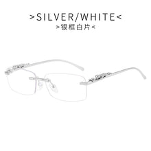 Load image into Gallery viewer, Rimless Rectangle Sunglasses Women 2023  Brand Blue Light Frame Leopard Shade Small Square Sun Glasses For Men