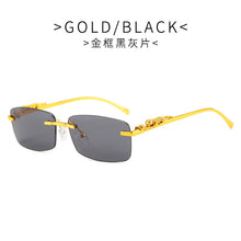 Load image into Gallery viewer, Rimless Rectangle Sunglasses Women 2023  Brand Blue Light Frame Leopard Shade Small Square Sun Glasses For Men