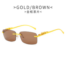 Load image into Gallery viewer, Rimless Rectangle Sunglasses Women 2023  Brand Blue Light Frame Leopard Shade Small Square Sun Glasses For Men