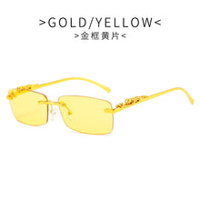 Load image into Gallery viewer, Rimless Rectangle Sunglasses Women 2023  Brand Blue Light Frame Leopard Shade Small Square Sun Glasses For Men