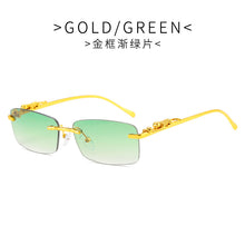 Load image into Gallery viewer, Rimless Rectangle Sunglasses Women 2023  Brand Blue Light Frame Leopard Shade Small Square Sun Glasses For Men