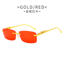 Load image into Gallery viewer, Rimless Rectangle Sunglasses Women 2023  Brand Blue Light Frame Leopard Shade Small Square Sun Glasses For Men