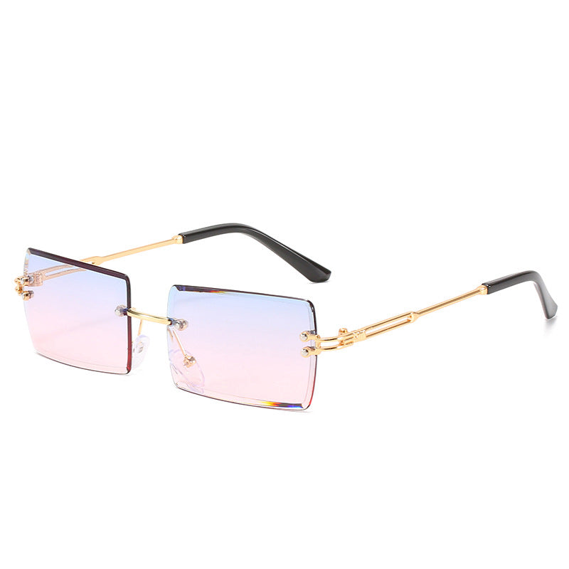 Occhiali da sole rettangolari senza montatura da donna Occhiali quadrati senza montatura da uomo Occhiali ultraleggeri UV400 unisex 
