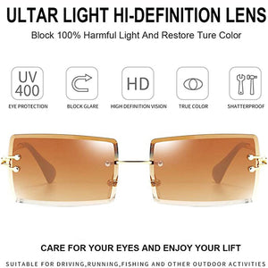 Occhiali da sole rettangolari senza montatura da donna Occhiali quadrati senza montatura da uomo Occhiali ultraleggeri UV400 unisex 