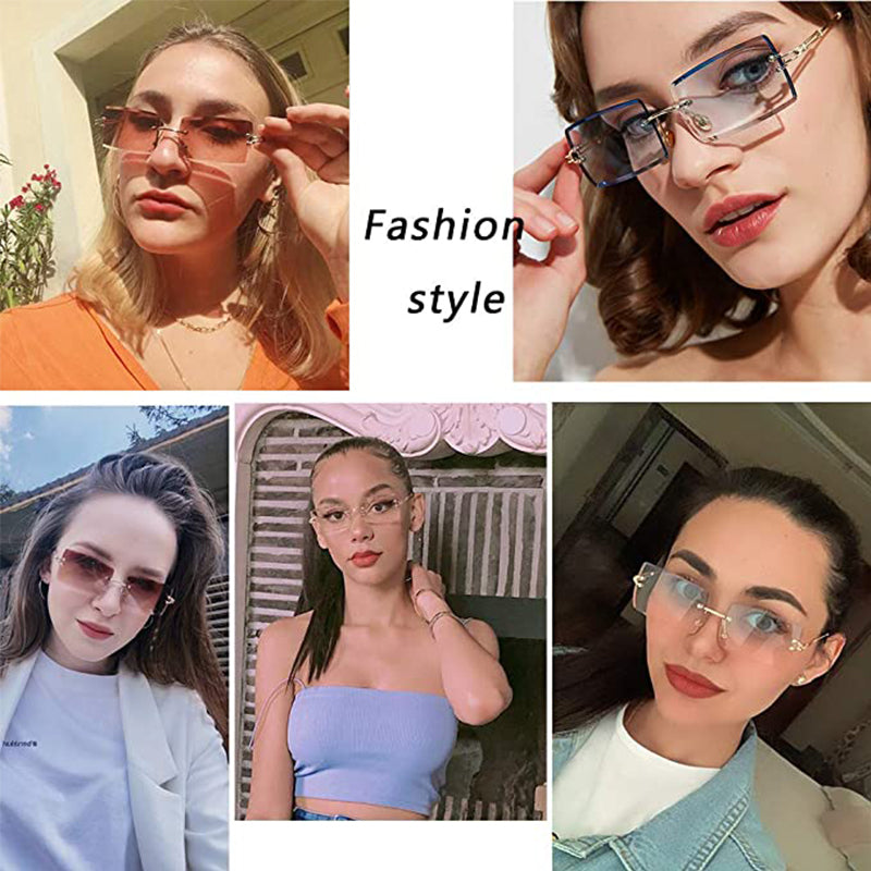 Occhiali da sole rettangolari senza montatura da donna Occhiali quadrati senza montatura da uomo Occhiali ultraleggeri UV400 unisex 
