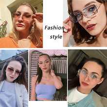 Carica l&#39;immagine nel visualizzatore di Gallery, Occhiali da sole rettangolari senza montatura da donna Occhiali quadrati senza montatura da uomo Occhiali ultraleggeri UV400 unisex 