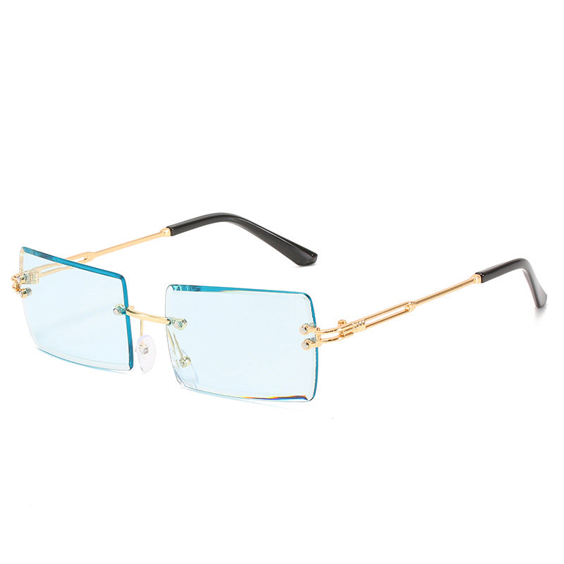 Occhiali da sole rettangolari senza montatura da donna Occhiali quadrati senza montatura da uomo Occhiali ultraleggeri UV400 unisex 