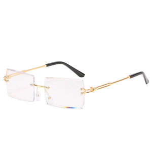 Occhiali da sole rettangolari senza montatura da donna Occhiali quadrati senza montatura da uomo Occhiali ultraleggeri UV400 unisex 