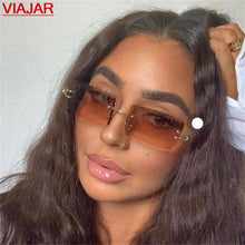 Load image into Gallery viewer, Rimless Rectangle Women&#39;s Sun glasses Shades 2023  Brand Brown Tinted Lens Sunglasses Women Men Summer Eyewear